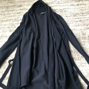 Navy roll neck cardigan